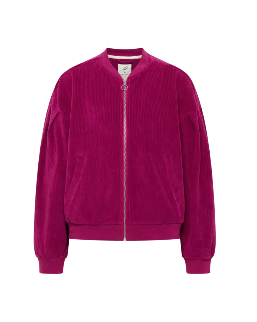 Nickicord-Jacke Aminaa in Beerenrot von Tranquillo aus Biobaumwolle