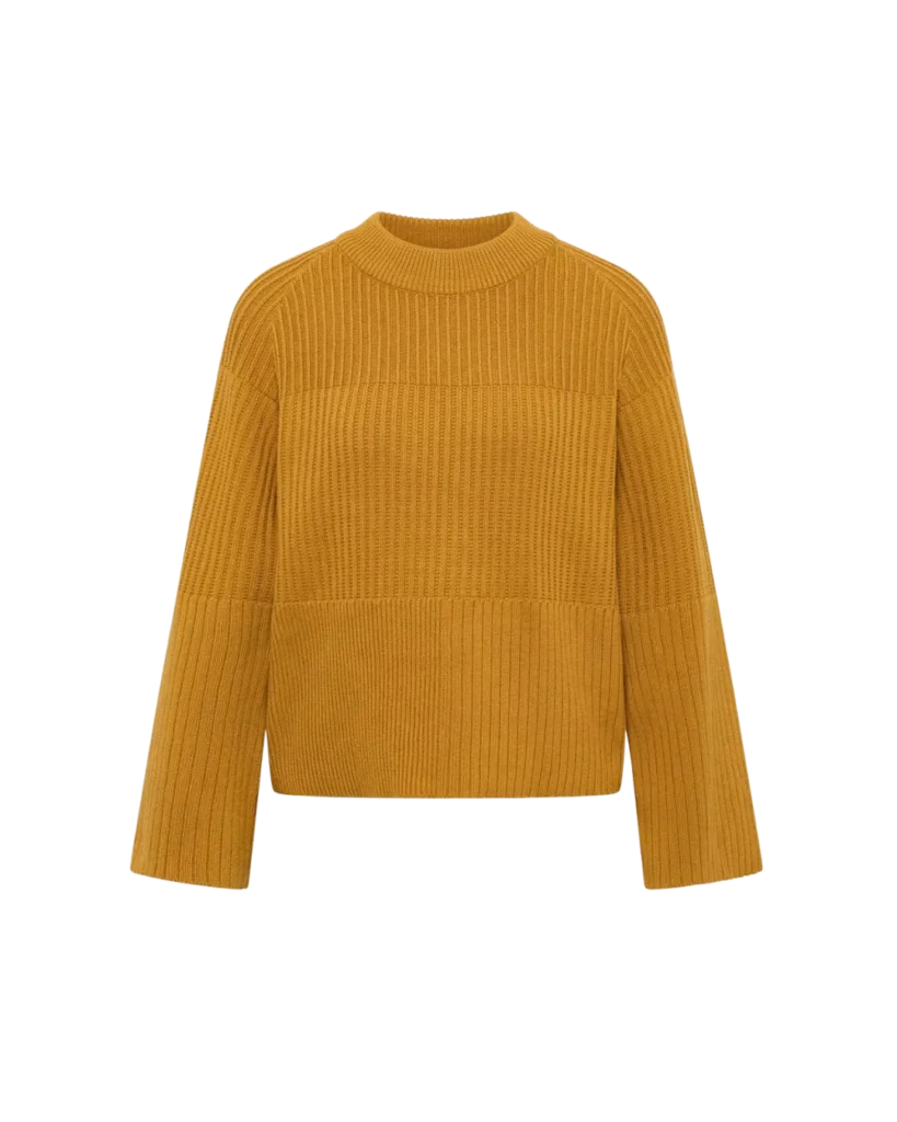 Senfgelber Strick-Pullover Sunnaa von Tranquillo aus GOTS-Bio-Baumwolle