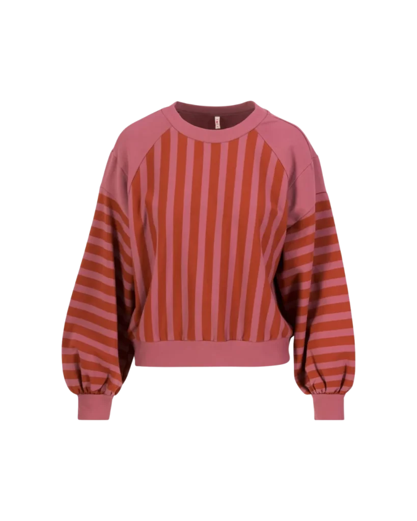 Rosa-rot gestreiftes Sweatshirt Jacky Rwin von Blutsgeschwister