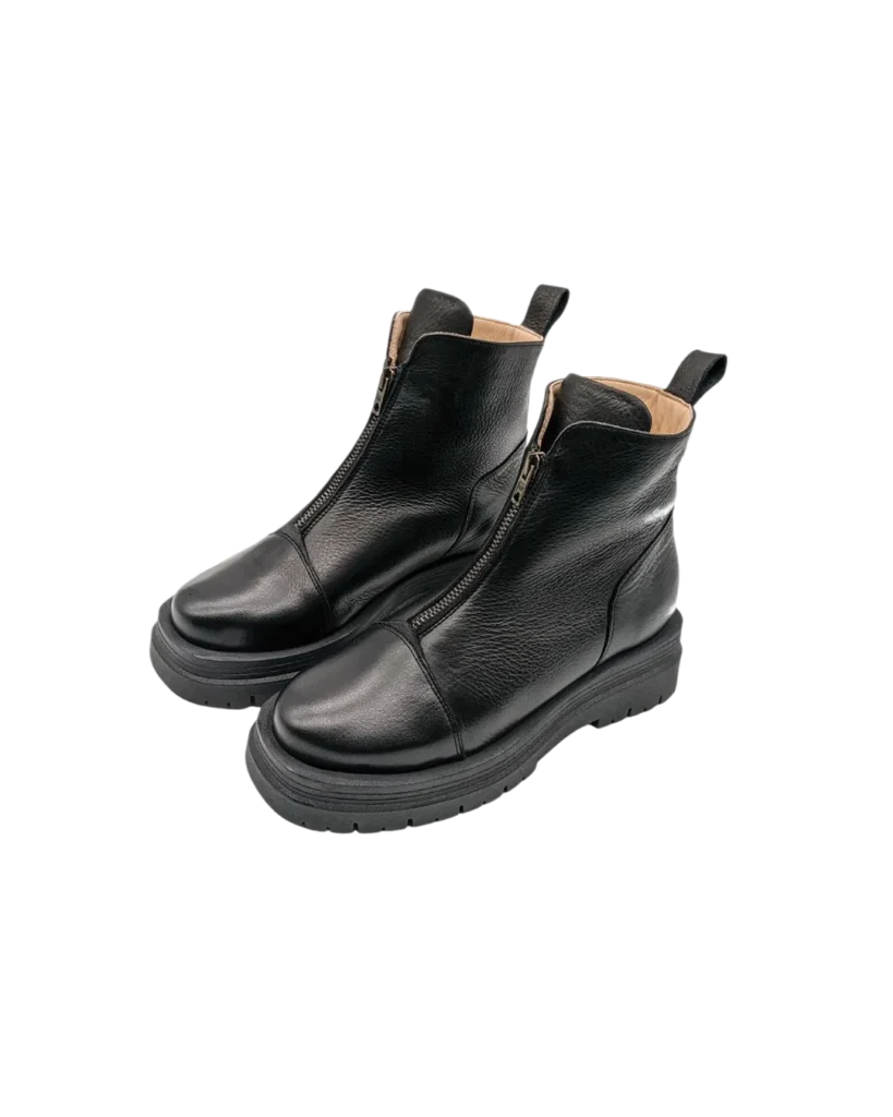 Schwarze Leder-Stiefeletten Serval-Boot von Werner 1911