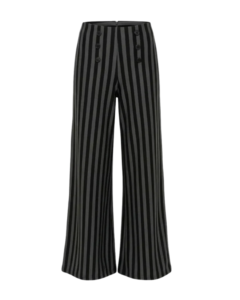 Schwarz-grau gestreifte High-Waist-Hose Stereo Rainbow Sailorette von Blutsgeschwister
