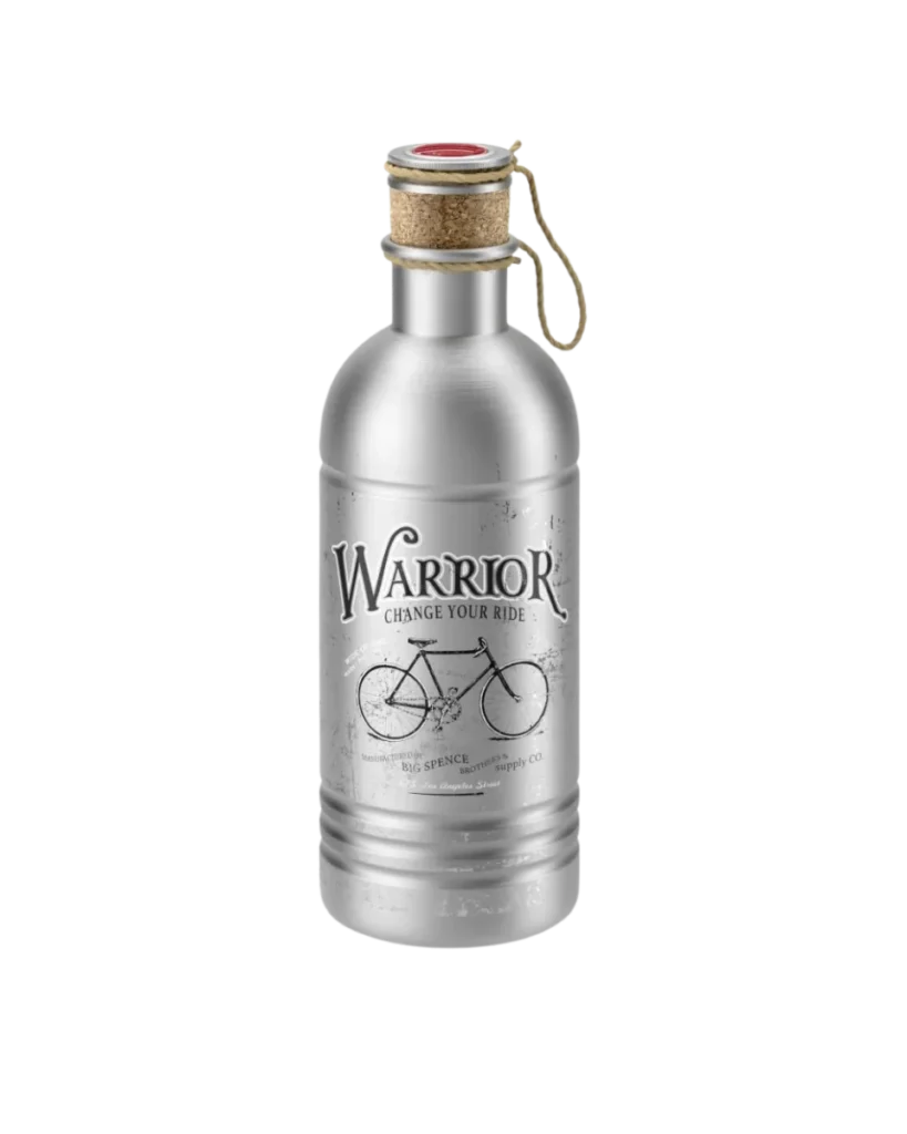 Edelstahl-Trinkflasche fürs Fahrrad Elite Vintage Warriors 600 ml mit Retro-Fahrrad-Print