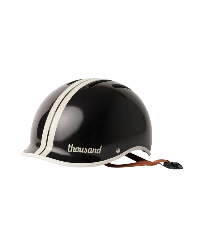 Schwarzer Fahrradhelm Thousand Heritage 2.0 in Phantom Black mit cremefarbenen Streifen