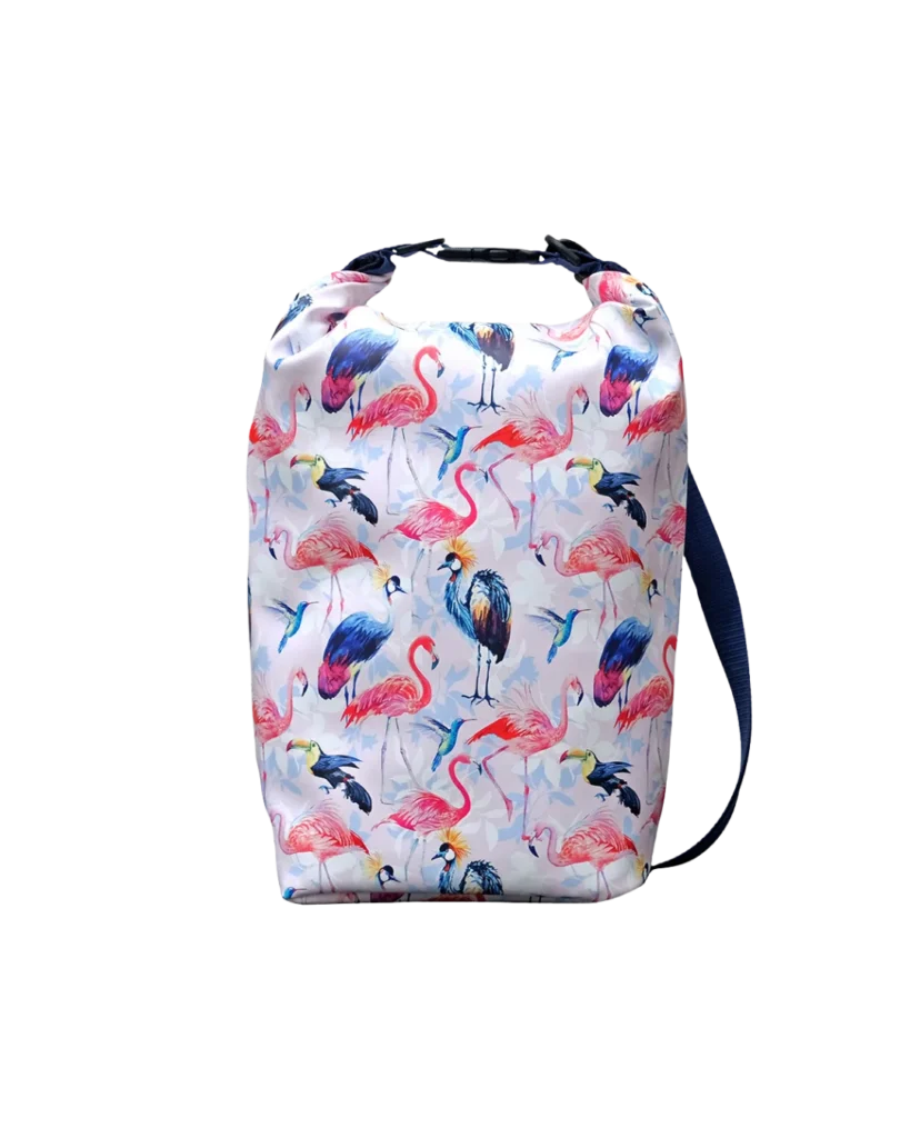 Ikuri Drybag Pajaros – Wassertasche mit Flamingos und Vögeln, wasserdicht, 10 Liter
