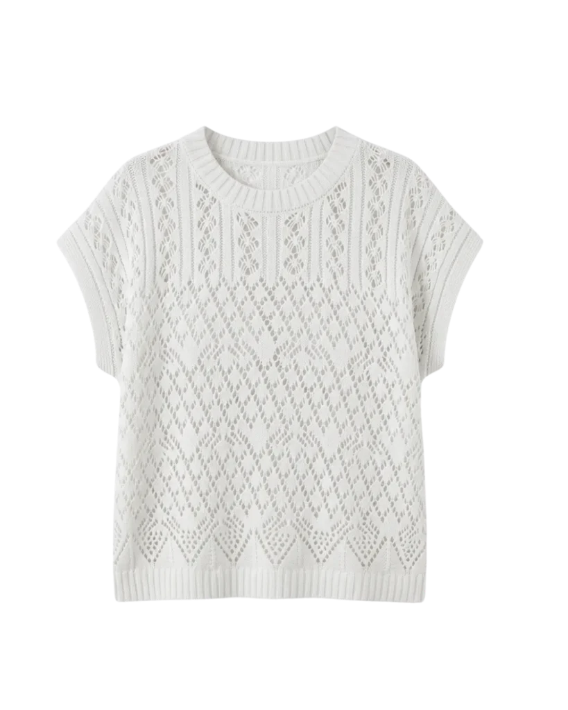 Gestrickter, ausgehöhlter Rundhals-Pullover