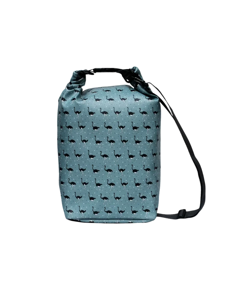 Ikuri Drybag Avestruz – Drybag in Grau mit Straußenprint, wasserdicht, 10 Liter