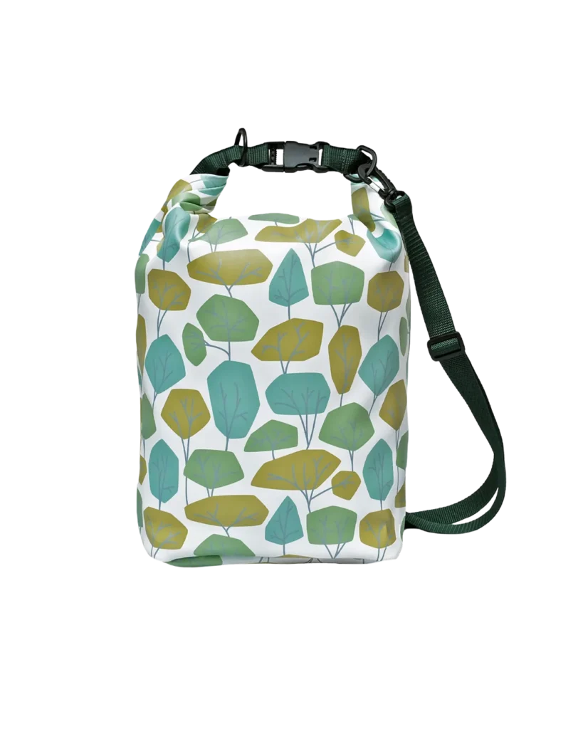 Ikuri Drybag Bosque – Packsack wasserdicht mit Blätter-Print in Grün, 10 Liter