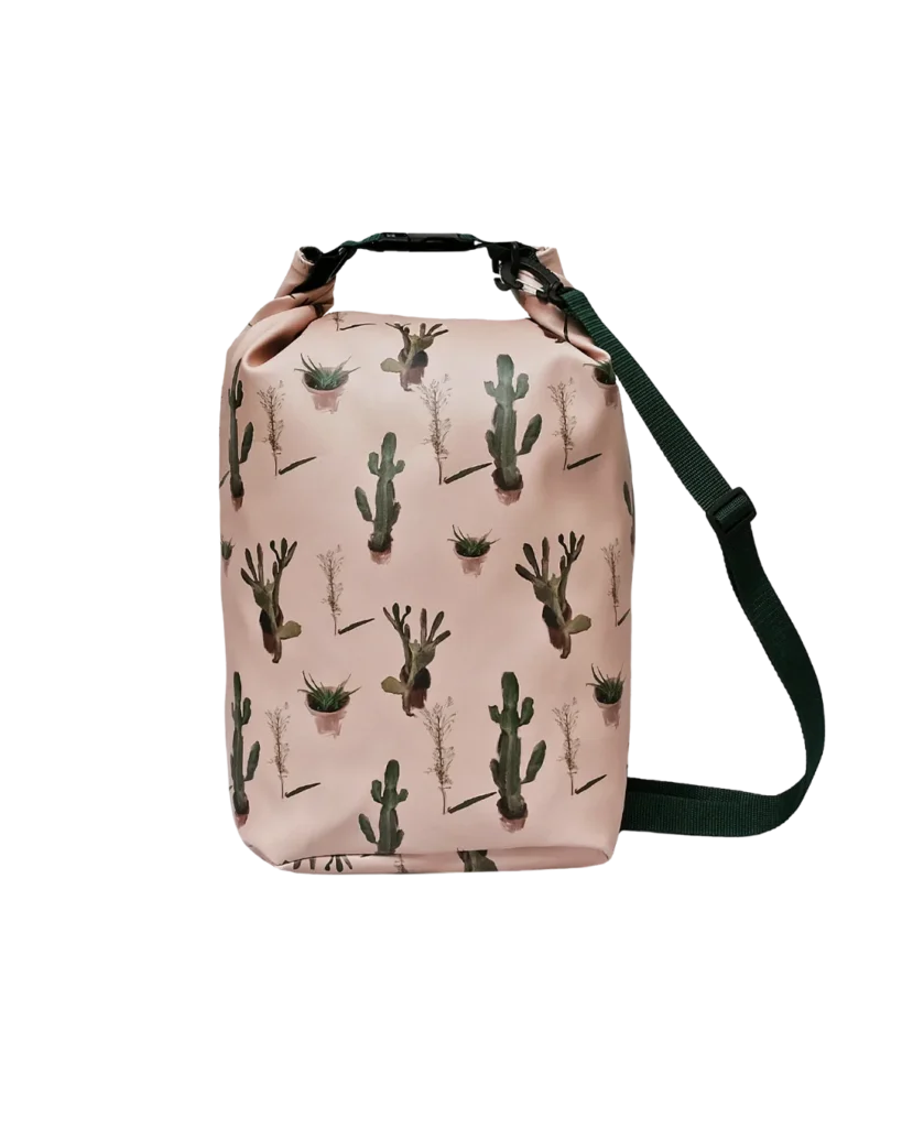 Ikuri Drybag Cactus – Tasche wasserfest mit Kaktusprint auf Rosa, 10 Liter