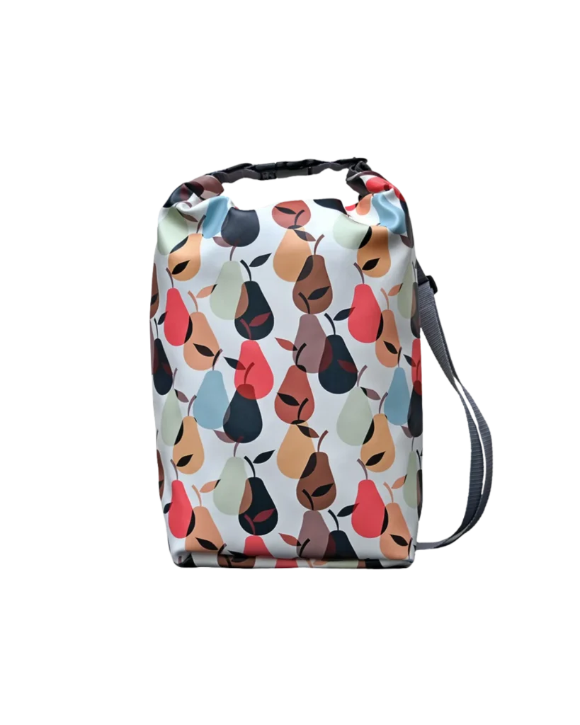 Ikuri Drybag Peras – wasserdichter Drybag fürs SUP mit buntem Birnen-Print, 10 Liter