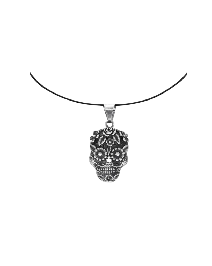 Pakilia Fair-Trade Silber Totenkopf-Anhänger mit Kette